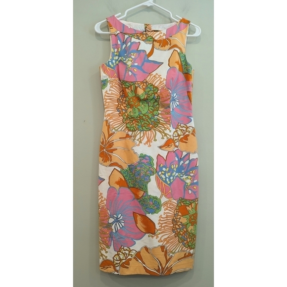 David Meister Retro Floral Sleeveless Dress Size 4 - Picture 6 of 6